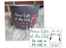 Stickdatei - Spruch "Meine Katze/Mein Kater ist der Chef."